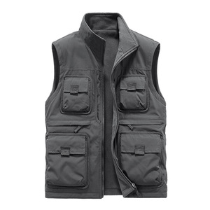 Nouveau gilet réversible multi-poches doublé polaire pour homme, idéal pour les activités de plein air, la pêche et la photographie - Product Image 3