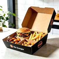 Cajas de Papel para Comida Rápida Biodegradables y Ecológicas con Logotipo Impreso Personalizado, para Hamburguesas, Papas Fritas y Pollo Frito, con Relieve