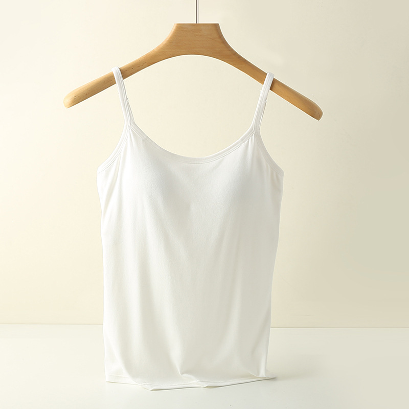 Emmalise Women's Built-in Bra Camisole - Wireless Cotton Cami Tank With Adjustable Straps (2-Pack) - View #6