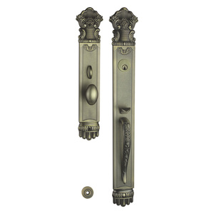 Manija de puerta doble clásica de lujo para villa, juego de manijas de palanca para entrada exterior con cerradura, ideal para proyectos residenciales de gran entrada. - Product Image 5