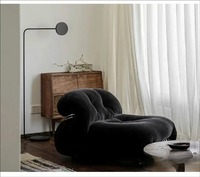 Sofá Reclinable Chesterfield de Terciopelo con Diseño Nórdico Alien Hippo, Moderno, Pequeño, Estilo Wabi-Sabi para Familias, Apartamentos y Hospitales