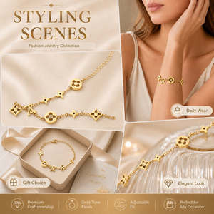 Luxury Style Gold Stainless Steel Multi Chain Round <b>Bead</b> <b>Bracelet</b> for Women Fashion Jewelry Wholesale - Product Image 2