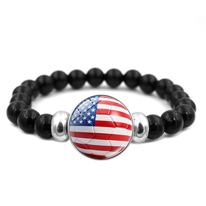 Bracelet unisexe en perles de verre soufflé et pierres naturelles, motif drapeau national et football, élastique à pression, <span class=keywords><strong>pour</strong></span> <span class=keywords><strong>homme</strong></span>, collection 2026 - Product Image 5