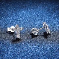 Rappeur bijoux VVS1 moissanite croix boucles d'oreilles 925 en argent sterling religion boucle d'oreille moissanite boucles d'oreilles hommes et femmes