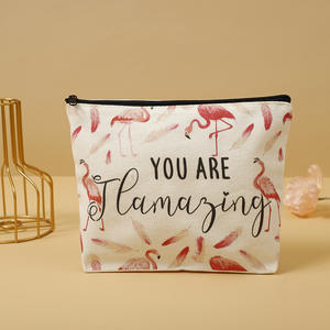 Bolsa de maquillaje de lona de algodón para almacenamiento de artículos de tocador con logotipo personalizado, estuches de lápices de lona con cremallera para bricolaje, neceser de viaje para promoción - Product Image 1