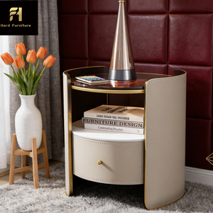 <span class=keywords><strong>Table</strong></span> <span class=keywords><strong>de</strong></span> <span class=keywords><strong>chevet</strong></span> en bois post-moderne créative, style nordique minimaliste, avec un seul tiroir et des éléments métalliques - Product Image 6