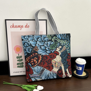 Nouveau sac pour femme, sac à bandoulière en toile brodé rétro-chic, grande capacité - Product Image 1
