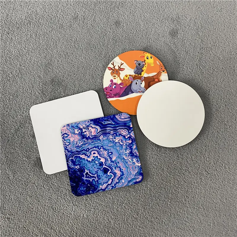 Higher Quality Personalized gifts Square & Round Glossy Finish white MDF hardboard wooden Blank Sublimation Cork Coasters