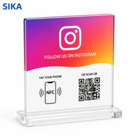 Mini-étiquette NFC SIKA étanche 120 mm carrée personnalisée pour le suivi sur les réseaux sociaux, plaque de lecture de code QR pour café, boutique, hôtel