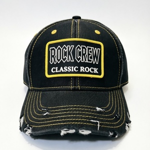 Custom Vintage Distressed Baseball <b>Cap</b>, Black Washed Denim Trucker Hat with Embroidery, Adjustable Snapback Hat for Men <b>Women</b> - Product Image 1