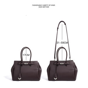 Sac à main de luxe rétro pour femme en cuir véritable avec poignée supérieure, élégant et structuré, sac fourre-tout vintage à bandoulière pour le travail et l'usage quotidien - Product Image 5