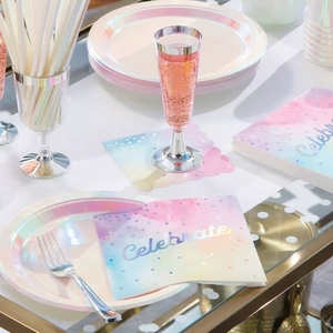 Juego de Platos, Vasos y Servilletas Desechables de Papel Iridiscentes DAMAI, Juego de Vajilla Desechable para Fiestas - Product Image 3