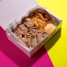 Caja de papel negro con logotipo personalizado para catering, 6 uds., Mini Shawarma de pollo y pastelería, embalaje de alimentos para uso en <span class=keywords><strong>brunch</strong></span> con azúcar - Product Image 4