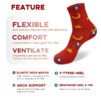 Chaussettes mi-mollet personnalisées à motif étoile et lune, élastiques, respirantes, confortables, pour le sport et le quotidien, taille unique, logo personnalisé disponible