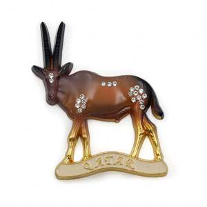 Cadeau unique, aimant de réfrigérateur du Moyen-Orient, alliage de zinc moulé sous pression, forme d'animal 3D, oryx arabe, souvenir du Qatar, aimant de réfrigérateur avec strass - Product Image 2
