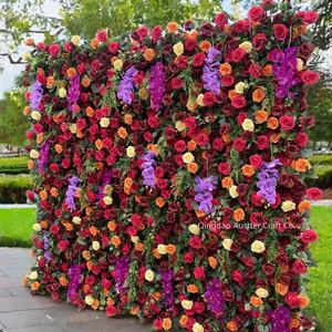 Haute 5D Fleur Panneau Mural De Luxe Flore Décor Graduation Halloween Rouge Rose Violet Fleurs Roll-Up Tissu Toile De Fond De Mariage - Product Image 5