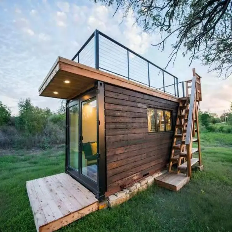 Çin hızlı kurulum prefabrik lüks Villa teras mini tatil yatak odası mutfak banyo konteyner ahşap kabin evi