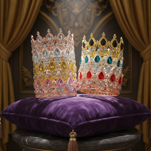 Couronne baroque en strass dorés, nouvelle mode, vente en gros, pour gâteau d'anniversaire, mariage, diadèmes, <span class=keywords><strong>bouquet</strong></span> <span class=keywords><strong>de</strong></span> remise <span class=keywords><strong>de</strong></span> diplôme - Product Image 1