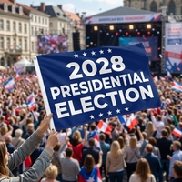 Drapeaux américains personnalisés 2028 avec logo, design patriotique pour les élections présidentielles, impression numérique sur polyester de haute qualité