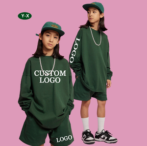 <span class=keywords><strong>T</strong></span>-shirts personnalisés Y-X pour enfants, hauts en coton à col rond et manches longues pour filles et garçons, <span class=keywords><strong>t</strong></span>-shirts surdimensionnés - Product Image 1