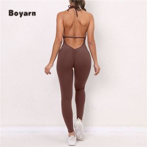 Boyarn Wholesale Women's Yoga One-Piece Bodysuit Workout <b>Romper</b> V Neck Design Sexy Bodysuits Full Length for Women - Product Image 5
