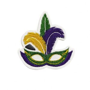Factory Sell Mardi Gras Festival Theme Iron on Embroidery Funny Mask Drum Top Hat Patch for Decoration - Product Image 6