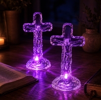 Nouveau produit 2026 - Lampe LED Lumineuse - Lampe Transparente Colorée - Lumière Créative en Forme de Croix pour Chevet