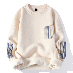 Jersey de cuello redondo para hombre, suéteres, moda de otoño invierno, marca personalizada, suéter blanco cálido de viento neutro, jersey de fondo suave, Top juvenil - Product Image 4