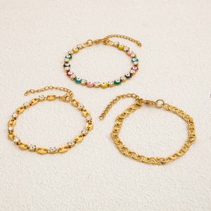 Bracelet en acier inoxydable avec plaqué or 18 carats inaltérable, bijou haut de gamme personnalisé, chaîne décorative pour femme - Product Image 1