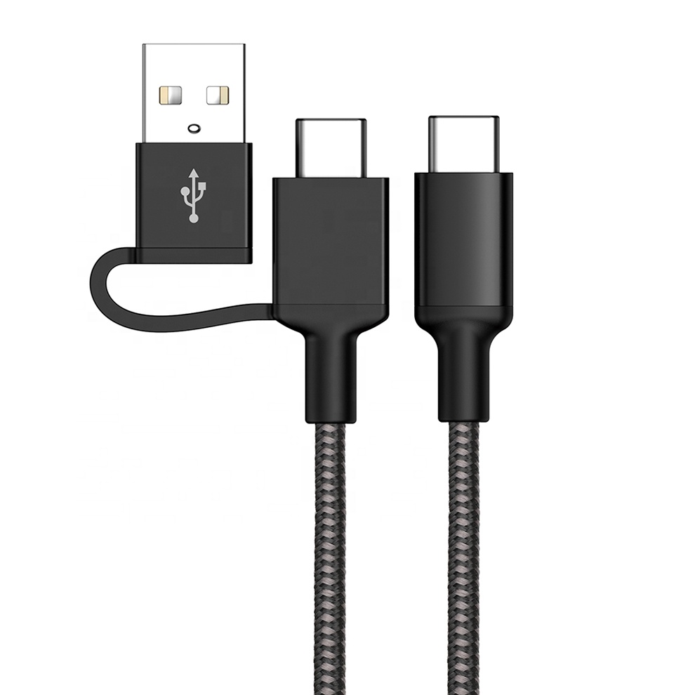 Cavo USB C doppio a 3 porte nero