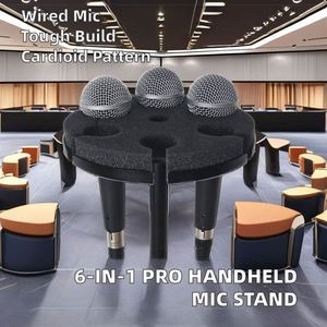 Microphone serre-tête professionnel OEM avec support métallique pour 6 micros, communication filaire, bonnette anti-vent en mousse et support pour téléphone portable - Product Image 6