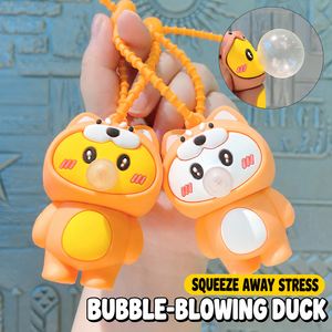Llavero de silicona con diseño de pato que sopla burbujas, juguete antiestrés de dibujos animados, ideal para aliviar el estrés y como regalo. - Product Image 1