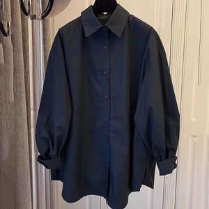 Camicette coreane alla moda taglie forti da donna a collo alto a maniche lunghe camicette sottili per camicia casual - Product Image 4