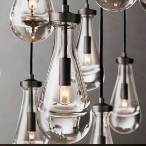 Lámpara de Araña de Cristal Estilo Gota de Lluvia, Creativa, para Sala de Estar, Restaurante, Villa, Escalera, Altura Ajustable - Product Image 5