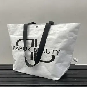 中国メーカーカスタム再利用可能な食料品ショッピングバッグボップラミネートリサイクルホワイトPP織りバッグ独自のロゴが印刷されています