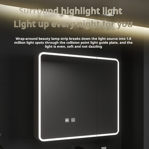 <span class=keywords><strong>Mueble</strong></span> de <span class=keywords><strong>Baño</strong></span> Moderno para Apartamento o Villa con <span class=keywords><strong>Espejo</strong></span> Iluminado LED Táctil, Estructura de Madera Sólida <span class=keywords><strong>y</strong></span> <span class=keywords><strong>Lavabo</strong></span> de Cerámica - Product Image 2