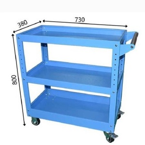 Carretilla Industrial de Acero Azul Lago con Cuatro Ruedas, Almacenamiento Multicapa, Carro Móvil - Product Image 3