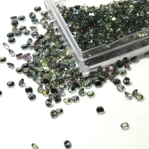 Natural Green Sapphire Stones Loose Gemstone Machine Cut Round Shape Green Sapphire