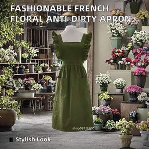 ผ้ากันเปื้อนเอวผ้าฝ้ายขายส่ง รับทำโลโก้ ผ้ากันเปื้อนผู้หญิงแบบไม่มีแขน สำหรับร้านดอกไม้ ร้านทำเล็บ ร้านกาแฟ ชุดทำงาน OEM - Product Image 2