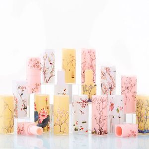 Commercio all'ingrosso 3D stampa fiore Design quadrato vuoto <span class=keywords><strong>rossetto</strong></span> di plastica contenitore <span class=keywords><strong>bianco</strong></span> giallo rosa balsamo tubo - Product Image 1