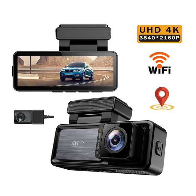Dashcam 4K 1080P Front and Rear Dual Lens Car DVR 3.2 Inch IPS Dash Cam Car Black Box