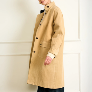 <span class=keywords><strong>Trench</strong></span>-coat à simple boutonnage <span class=keywords><strong>beige</strong></span> pour <span class=keywords><strong>femme</strong></span>-Vêtements d'extérieur <span class=keywords><strong>mi</strong></span>-longs avec détail boutonné pour une élégance décontractée - Product Image 2