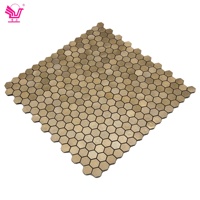 Luxe Hexagon Mozaïek Tegel Keuken Backsplash Gold Metal Schil En Stok Mozaïek Tegel Voor Decoratie