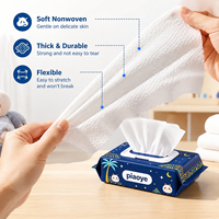 Lingettes humides pour bébé, sans alcool, bio, extra douces, avec couvercle, 80 unités, motif tropical soleil et palmiers, vente en gros