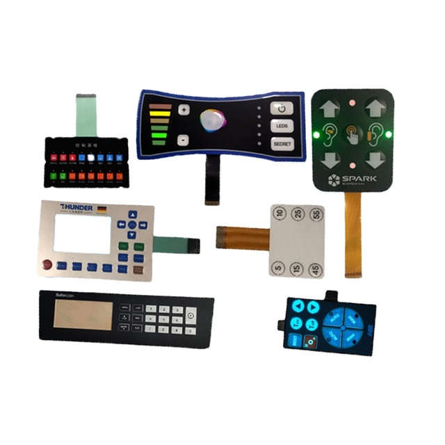 Custom adhesive embossed button film keyboard backlight film switch with Led film switch
