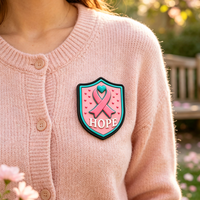 Nouveau Patch 3D en Silicone pour la Sensibilisation au Cancer, Vente en Gros, Promotion Colorée, Patch en Caoutchouc Souple pour la Santé, Patchs Personnalisés en PVC, Ruban