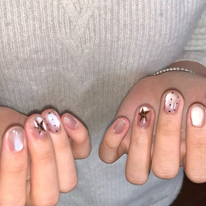 Uñas postizas populares al por mayor de China, uñas postizas negras francesas de media cubierta con diamantes, uñas postizas hechas a mano - Product Image 1