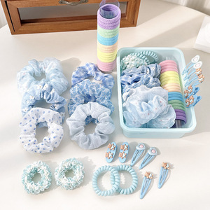 Nuovo set di cravatte per capelli blu simpatici accessori per capelli bucolici per confezione regalo per ragazza - Product Image 2