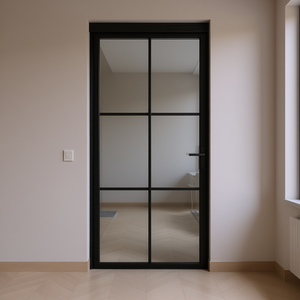 Puerta Corredera Interior de Aluminio Negro 36.6x79.3 Pulgadas, Vidrio ESG, Diseño Contemporáneo, Aislamiento Térmico, Operación Manual - Product Image 2