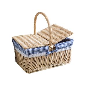 Wicker Picnic <strong>Basket</strong> with Handle Handmade Natural Willow Storage <strong>Basket</strong> <strong>Hamper</strong> <strong>Kit</strong> for Kitchen Bathroom Tools-Custom Logo Option - Product Image 1